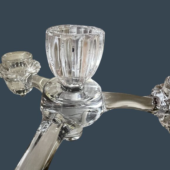 EAPG Cambridge Elegant Glass 3-Arms 4 Candles Holder Set Of 2 Centerpiece Stack - Picture 8 of 8